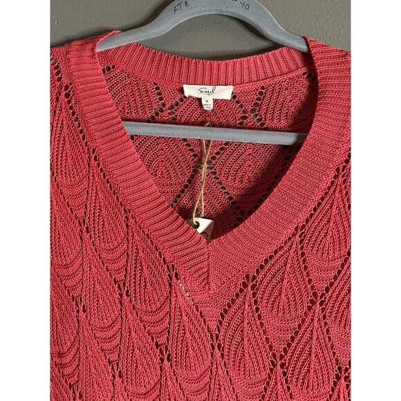 Easel Boutique Medium M Tunic Oversized‎ V-Neck Sweater Dark Peach Womens - Picture 3 of 6